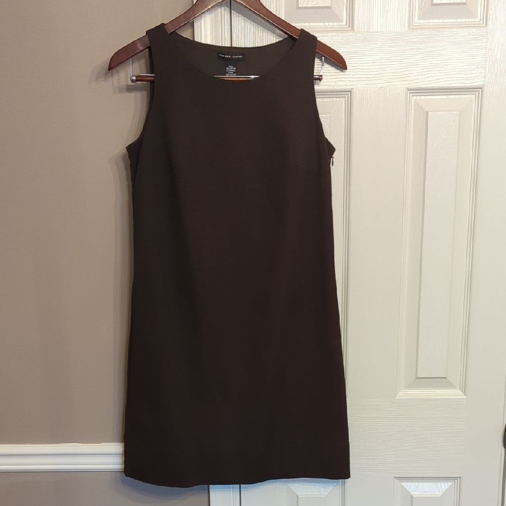New York & Company Elegant Brown Mini Dress Preppy Academia Office Work Wear